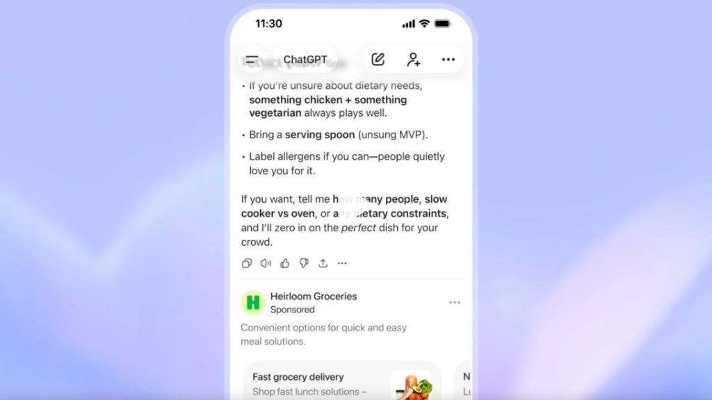 chatgpt begins showing ads to us users for the first time
